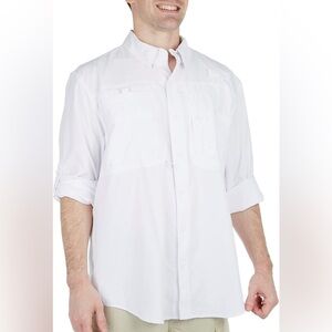 Reel Legends Saltwater White Casual Button Down Shirt NWT XL